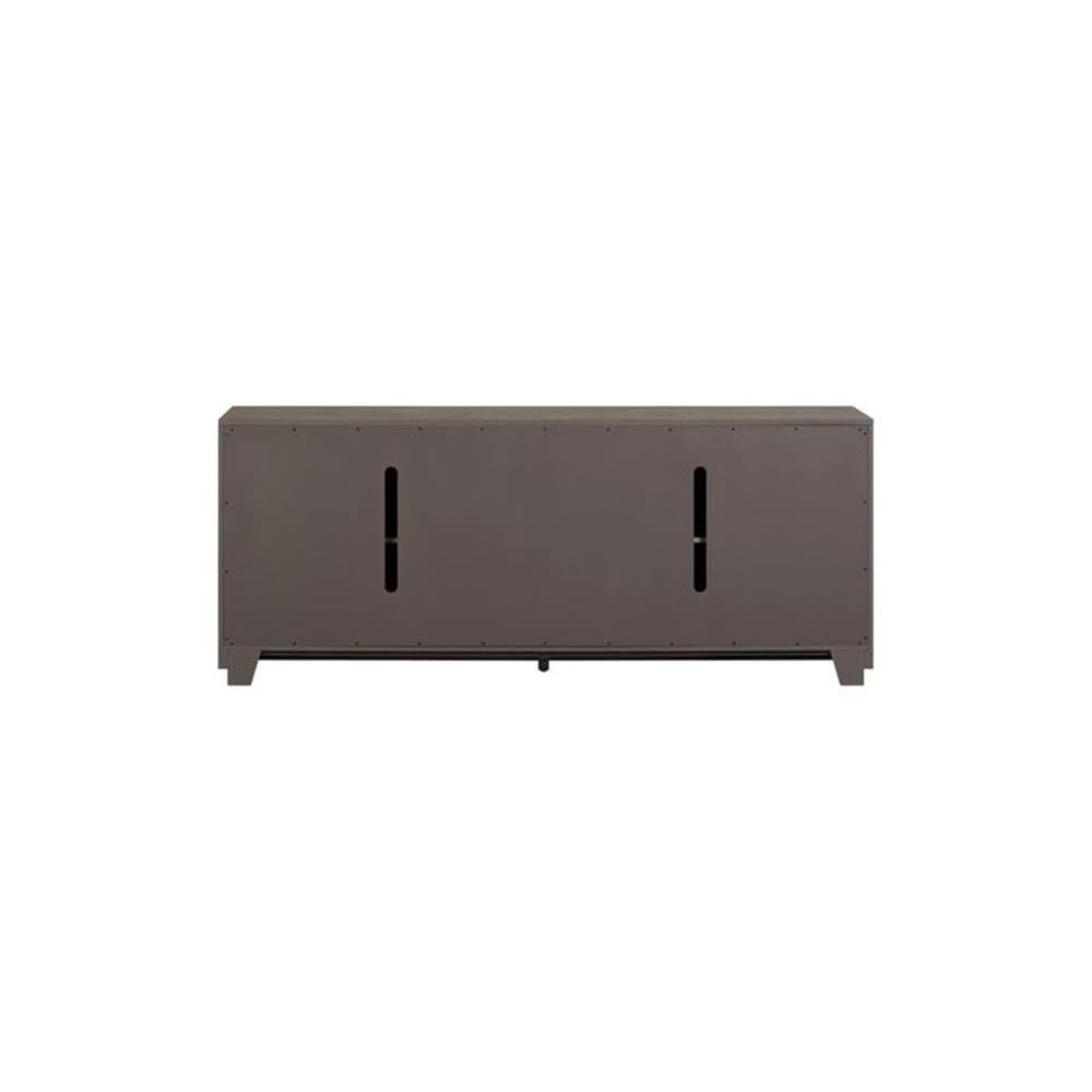 78 Inch TV Console with Adjustable Shelves and Louvered Panel Doors S73726