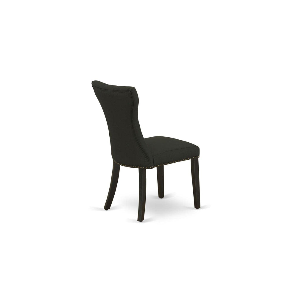 Black Linen Fabric Upholstered Dining Chairs Set of 2 E1541