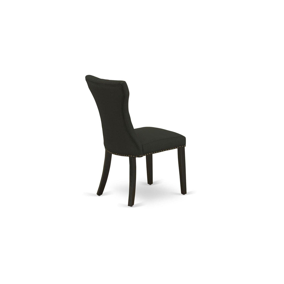 Black Linen Fabric Upholstered Dining Chairs Set of 2 E1541