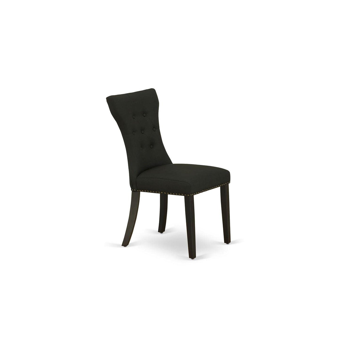Black Linen Fabric Upholstered Dining Chairs Set of 2 E1541