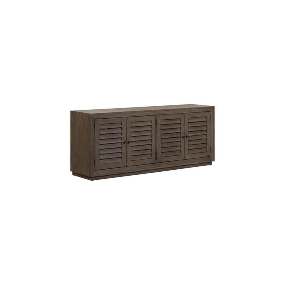 78 Inch TV Console with Adjustable Shelves and Louvered Panel Doors S73726