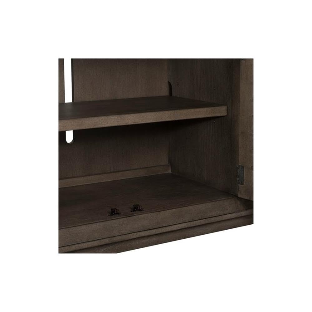 78 Inch TV Console with Adjustable Shelves and Louvered Panel Doors S73726