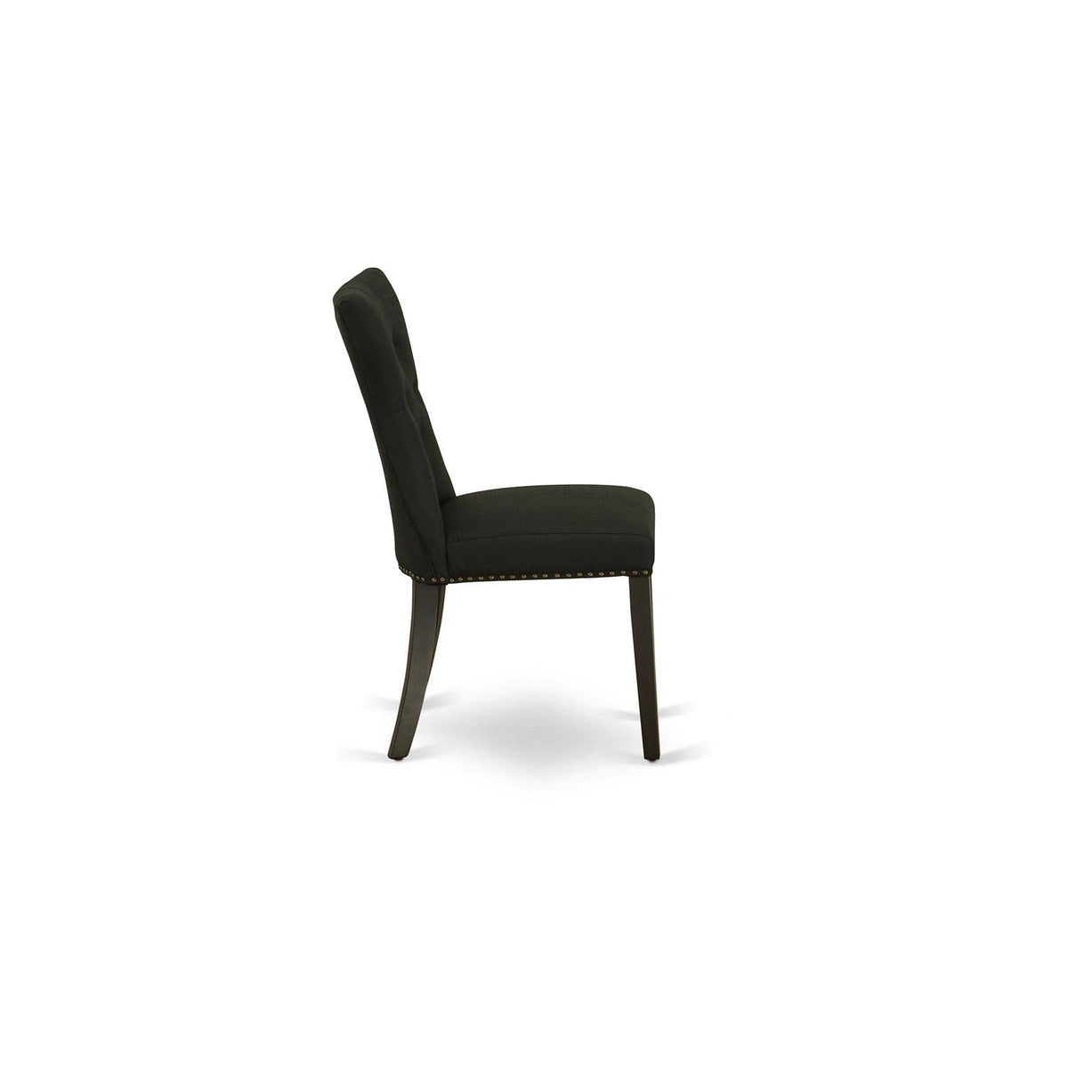 Black Linen Fabric Upholstered Dining Chairs Set of 2 E1541
