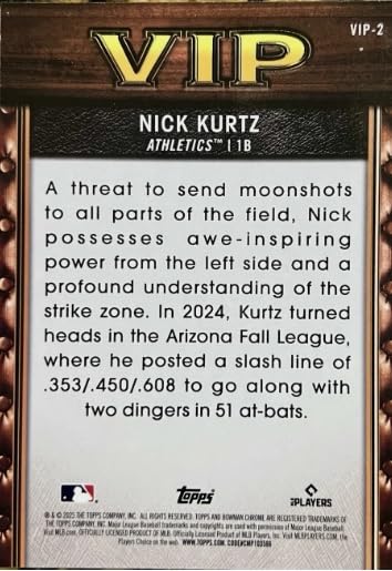 2025 Bowman Chrome Nick Kurtz RC Baseball Trading Card U359