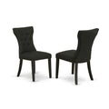 Black Linen Fabric Upholstered Dining Chairs Set of 2 E1541