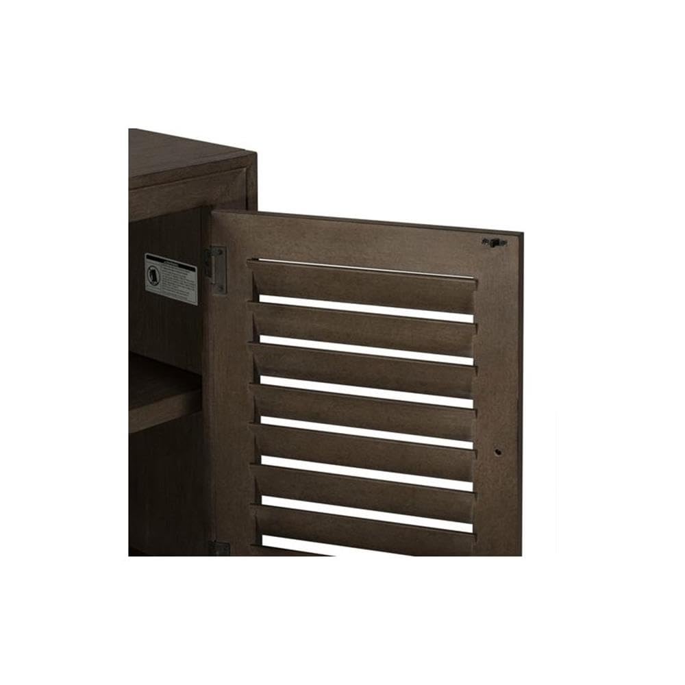 78 Inch TV Console with Adjustable Shelves and Louvered Panel Doors S73726