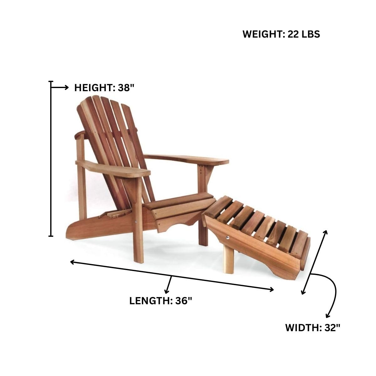 Adirondack Cedar Patio Chair & Ottoman U50197