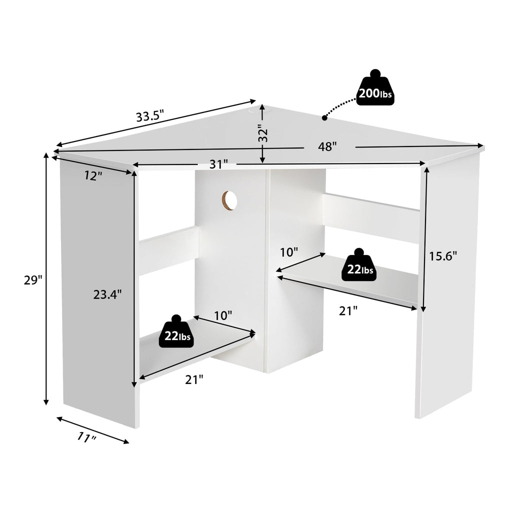 White Compact Corner Desk U189