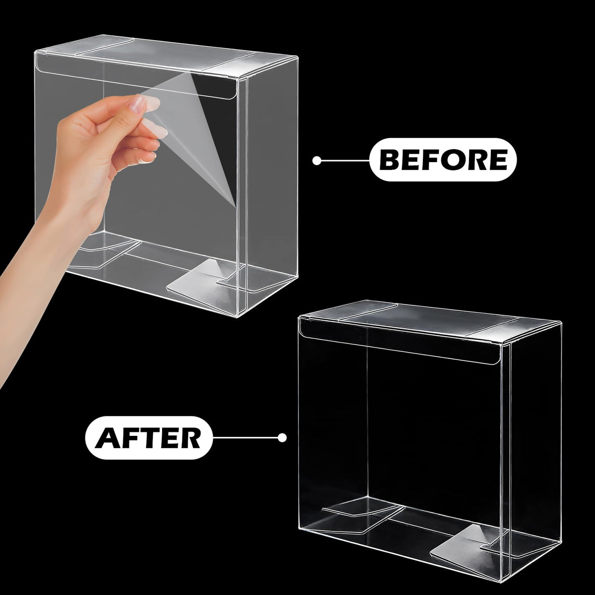 12 Pack Clear PET Plastic Display Storage Case 7.6 x 6.6 x 3.5 Inches X331