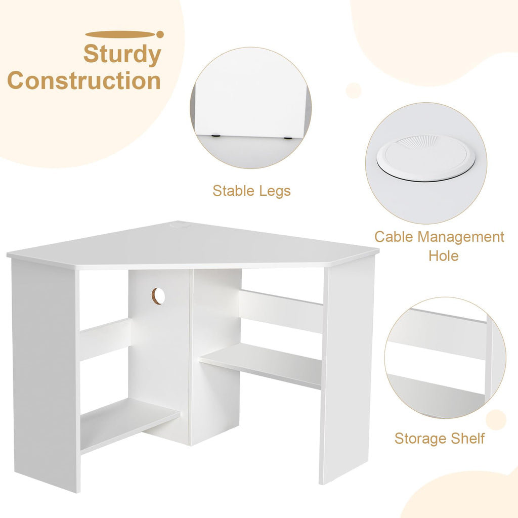White Compact Corner Desk U189