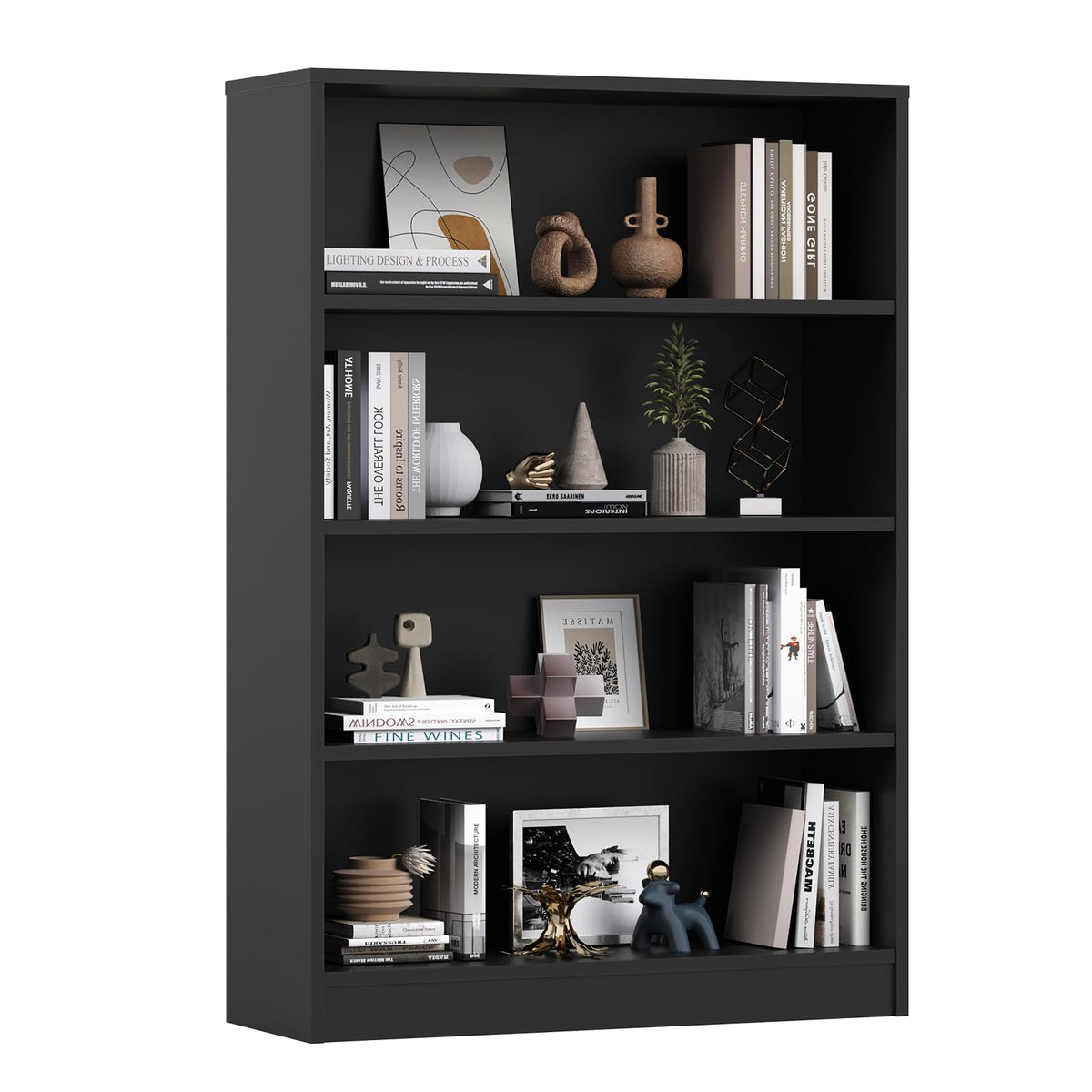 48 Inch 4-Shelf Wood Bookcase C9219