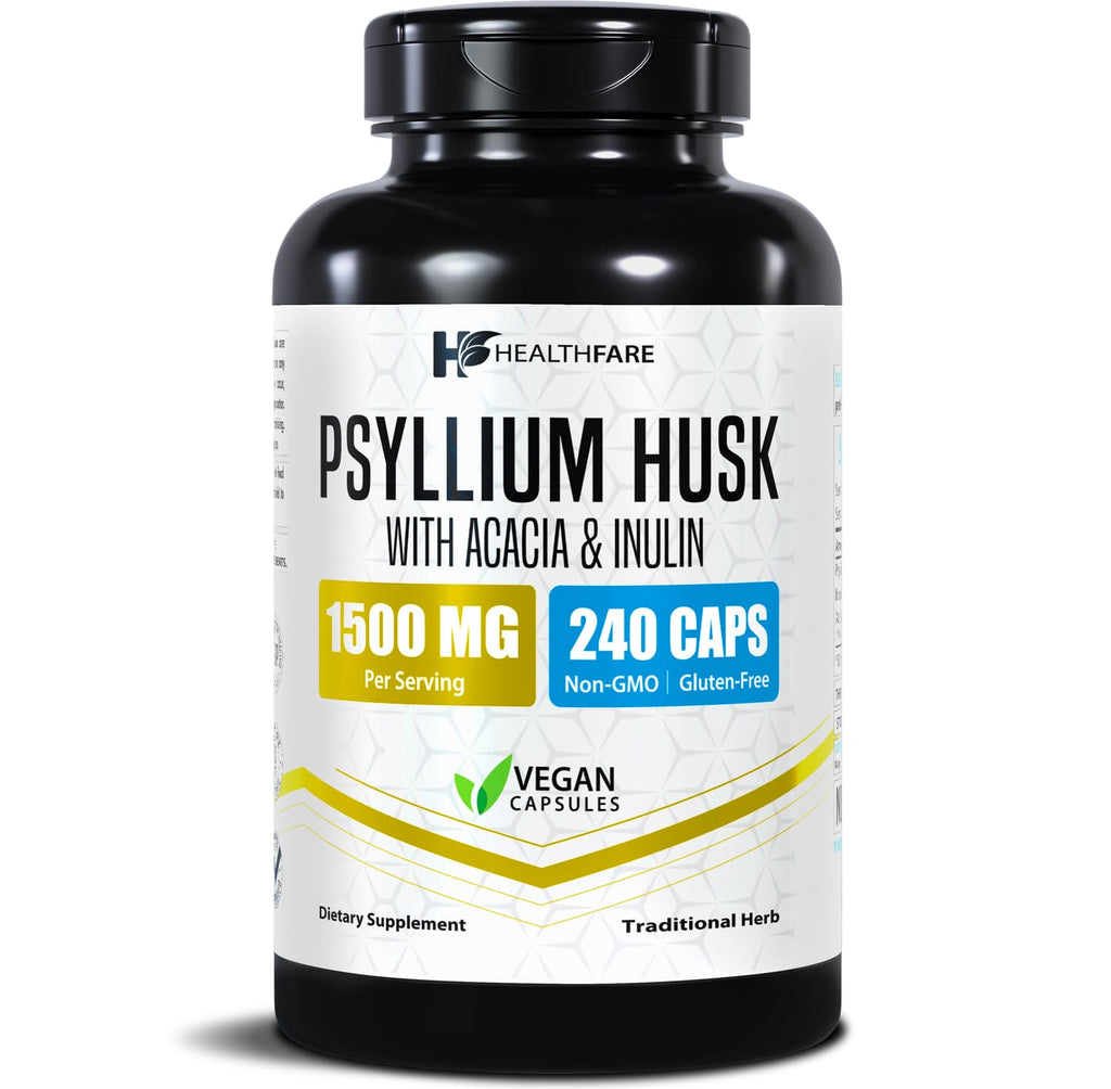 1500mg 240 Vegan Capsules Psyllium Husk Fiber Supplement H847