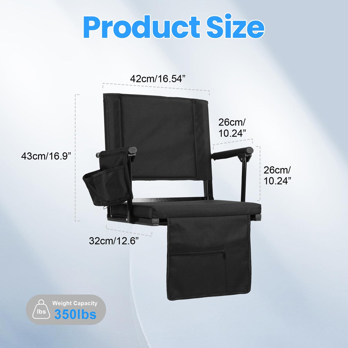 2 Pcs Folding Stadium Seat with Back Support and Cushion W405374