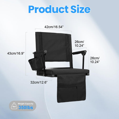 2 Pcs Folding Stadium Seat with Back Support and Cushion W405374