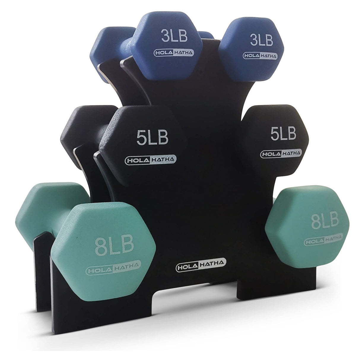 1, 2 and 3 lb Neoprene Dumbbell Set with Rack W409