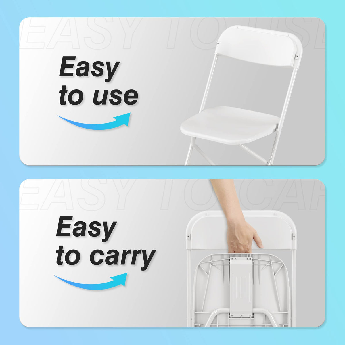 6 Pack White Plastic Folding Chair with Steel Frame C13200