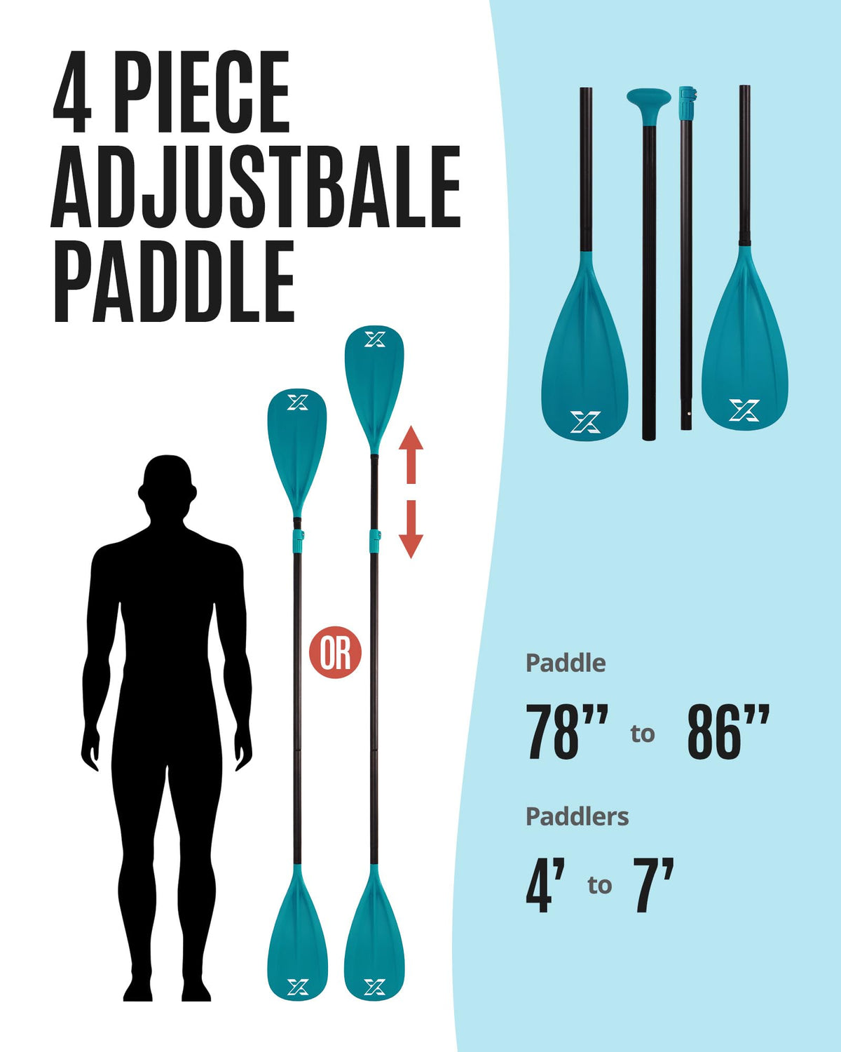 Adjustable SUP Paddle with Fiber Blade L107446