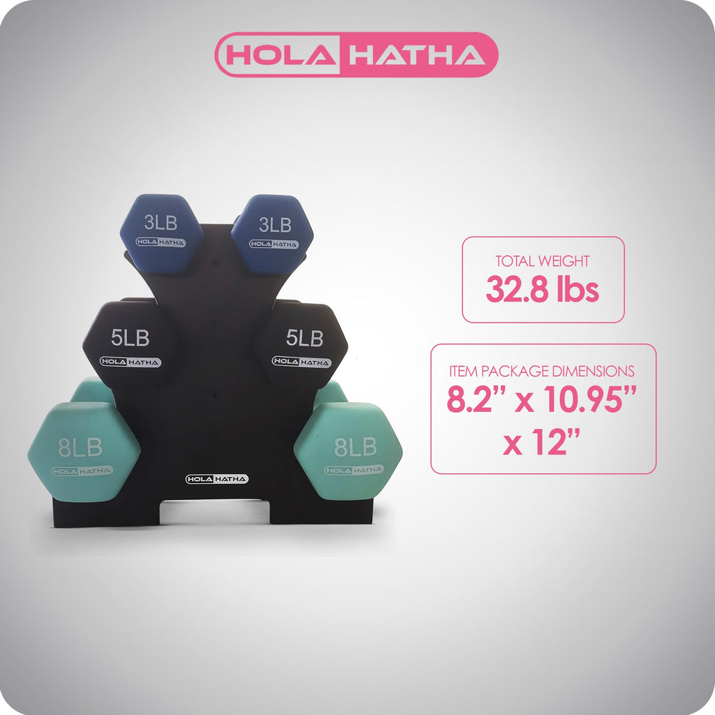 1, 2 and 3 lb Neoprene Dumbbell Set with Rack W409