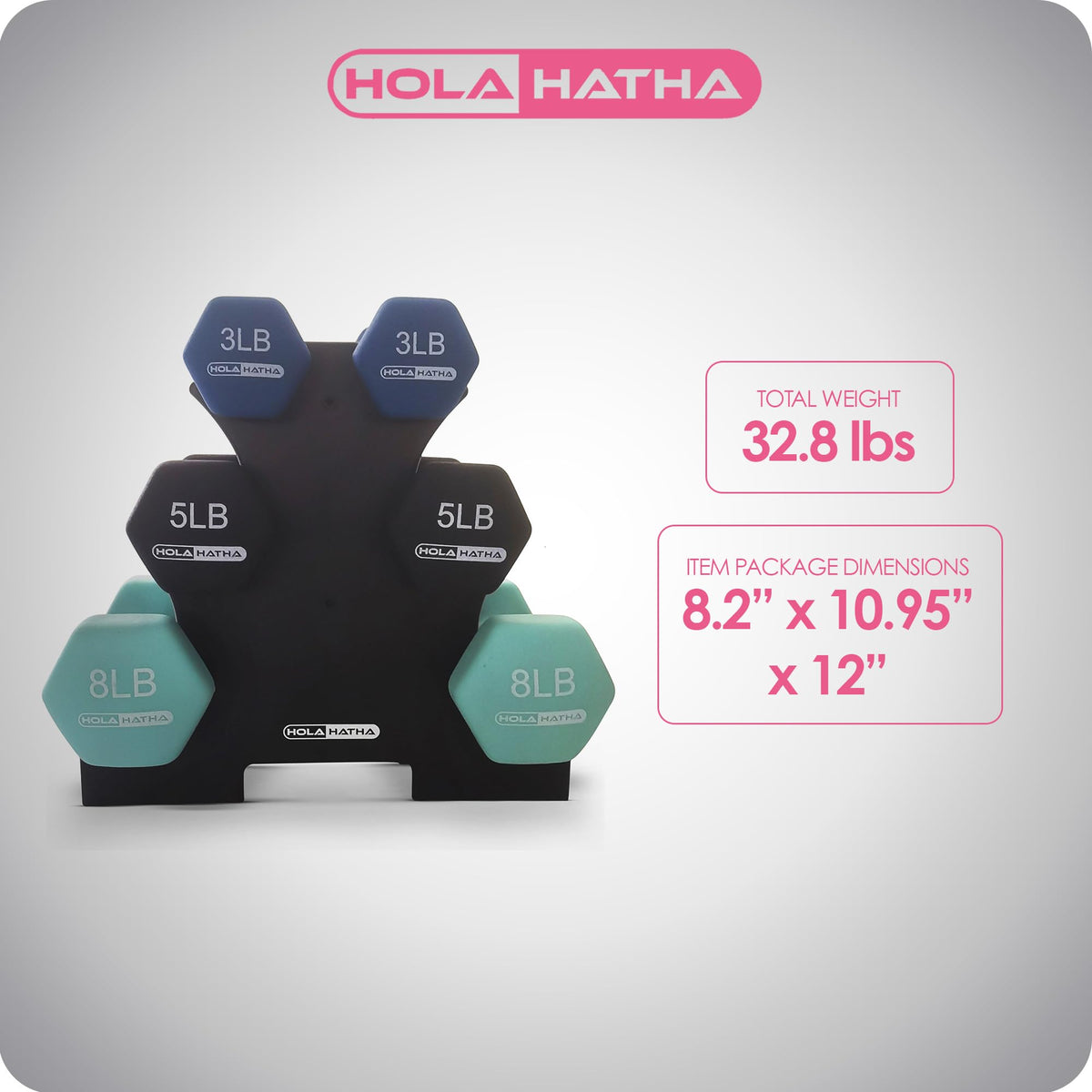 1, 2 and 3 lb Neoprene Dumbbell Set with Rack W409