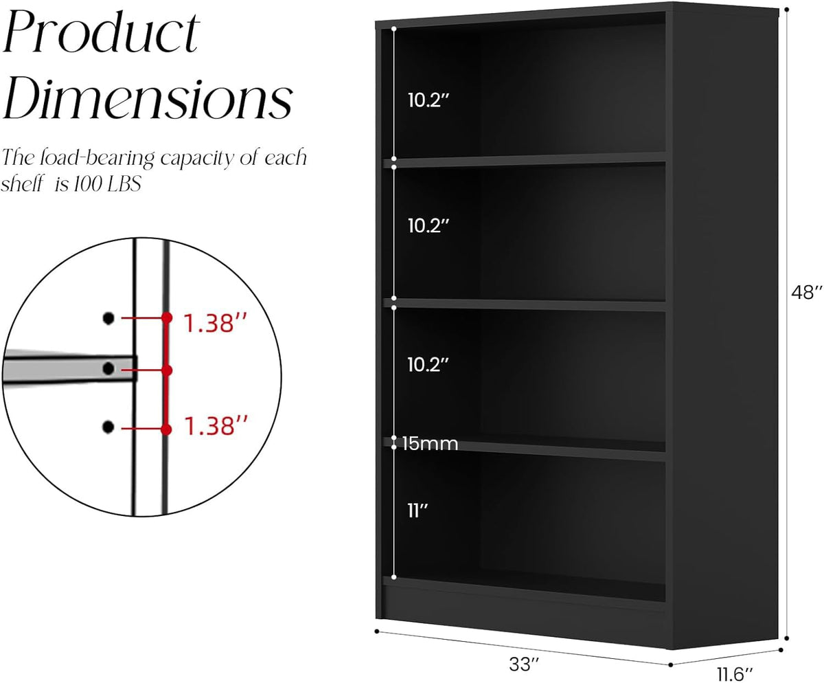 48 Inch 4-Shelf Wood Bookcase C9219