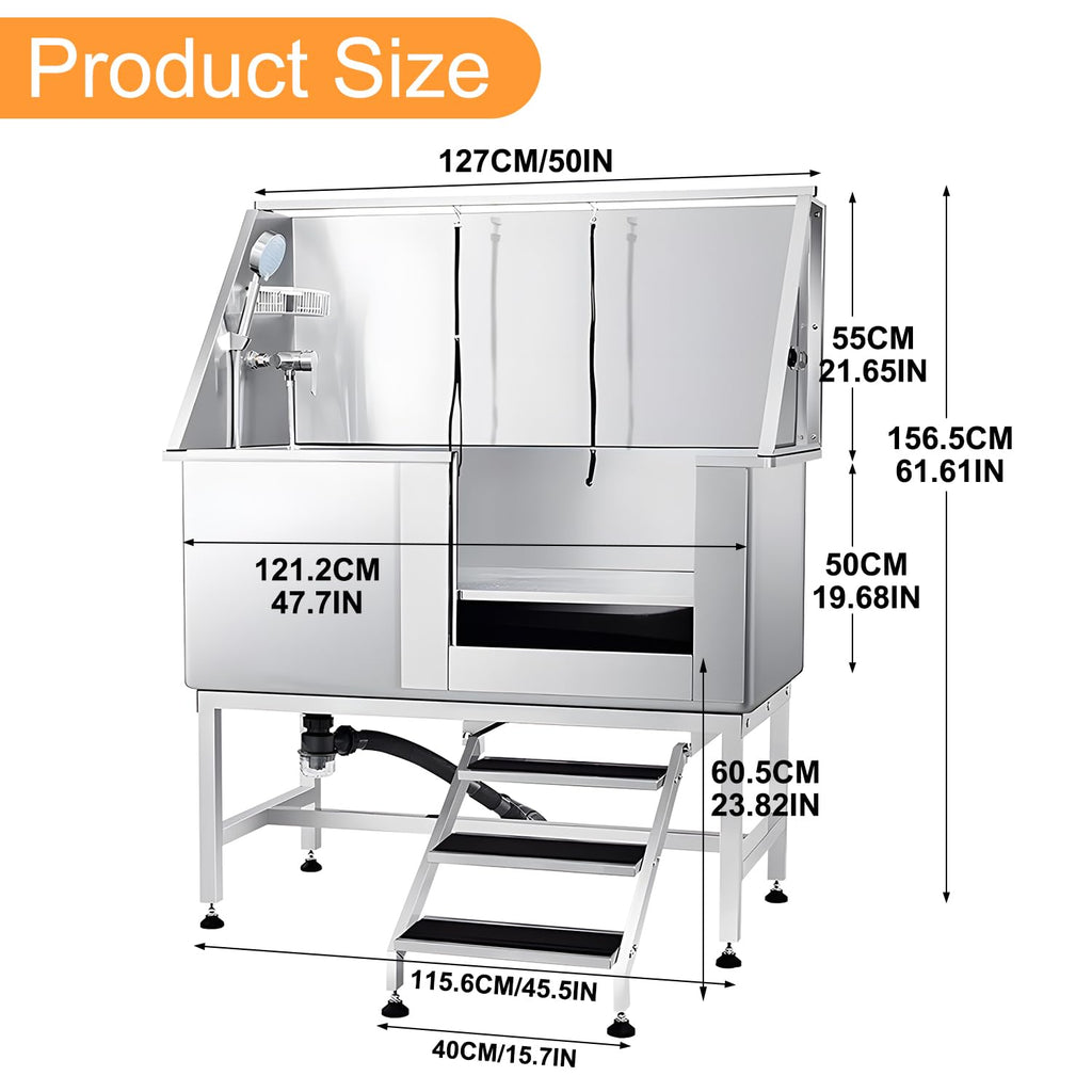 Stainless Steel Dog Washing Station with Stairs I414223