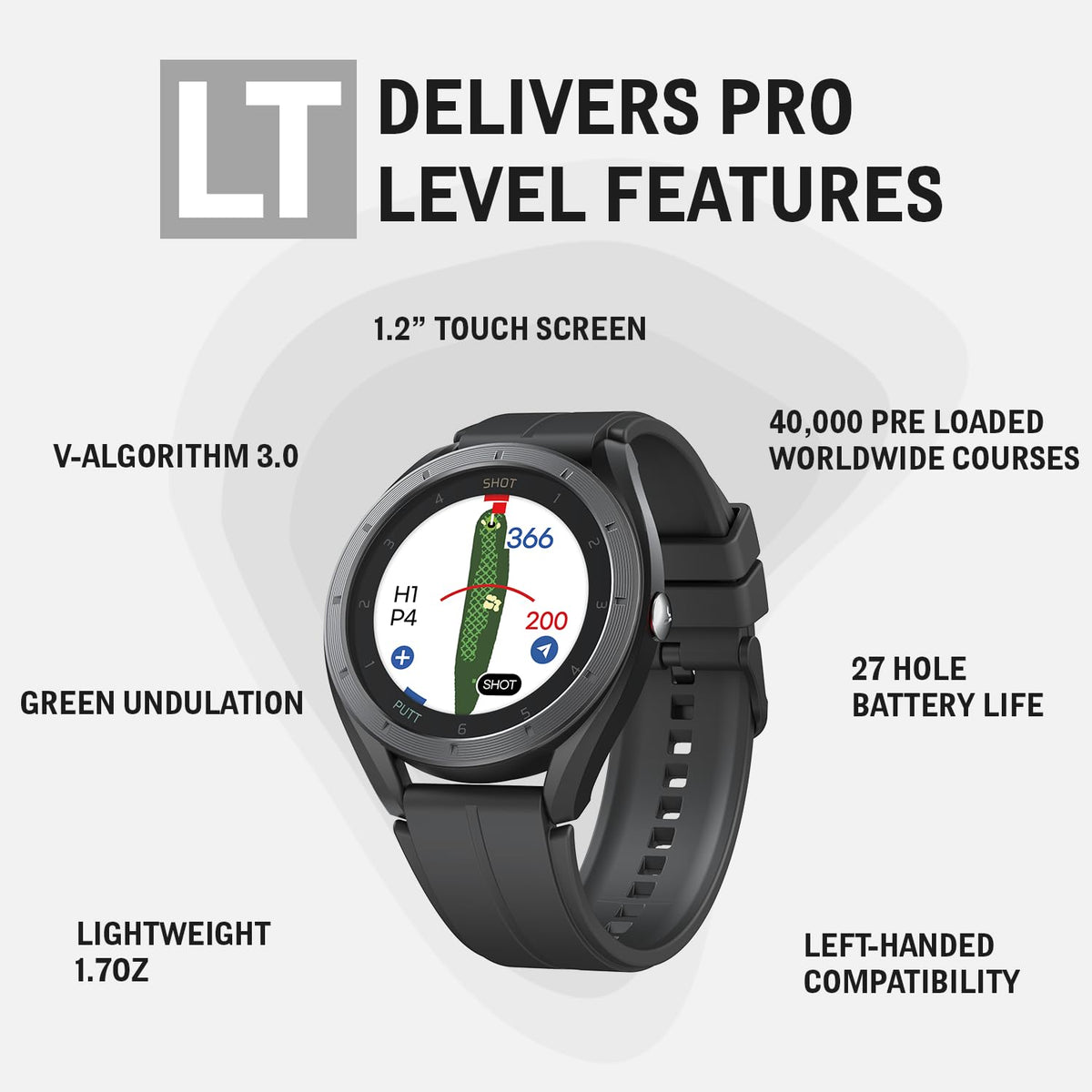 GPS Golf Watch with Green Undulation Slope Mode 1.2" Color Touchscreen Y65676