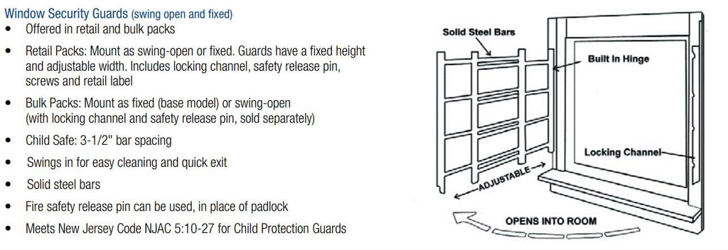 White 3-Bars Adjustable Width Window Safety Guard G7771