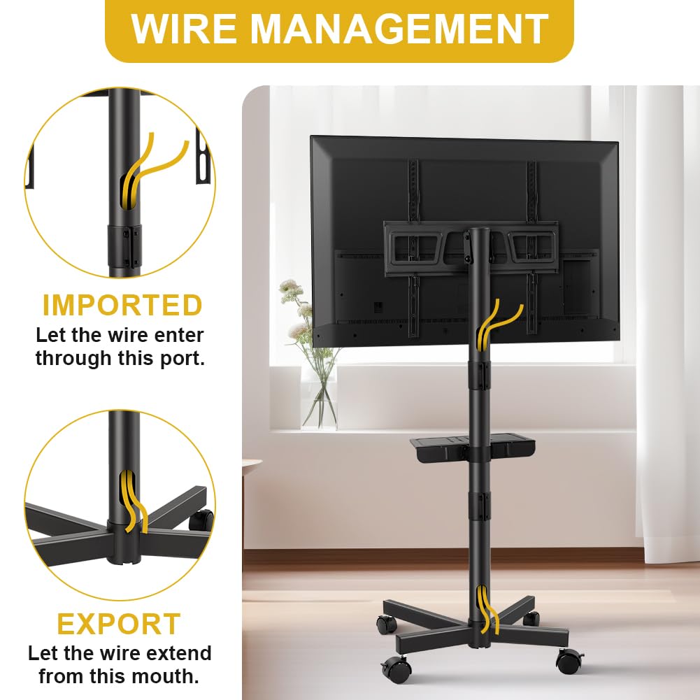Mobile TV Cart Rolling TV Stand for 23-65 Inch Flat Panel Curved Screen TVs J5061
