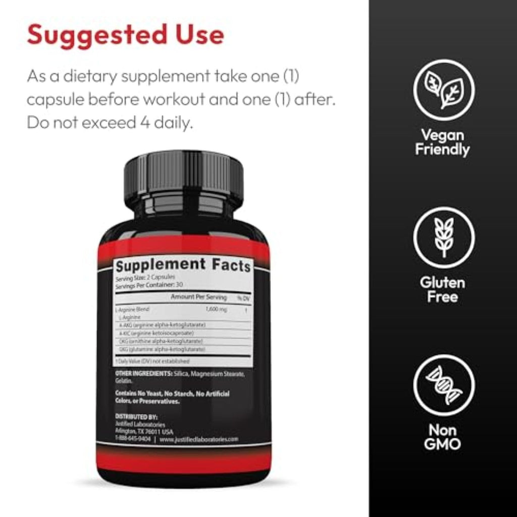 L-Arginine Men's Health Supplement 60 Capsules Pack of 3 B3688