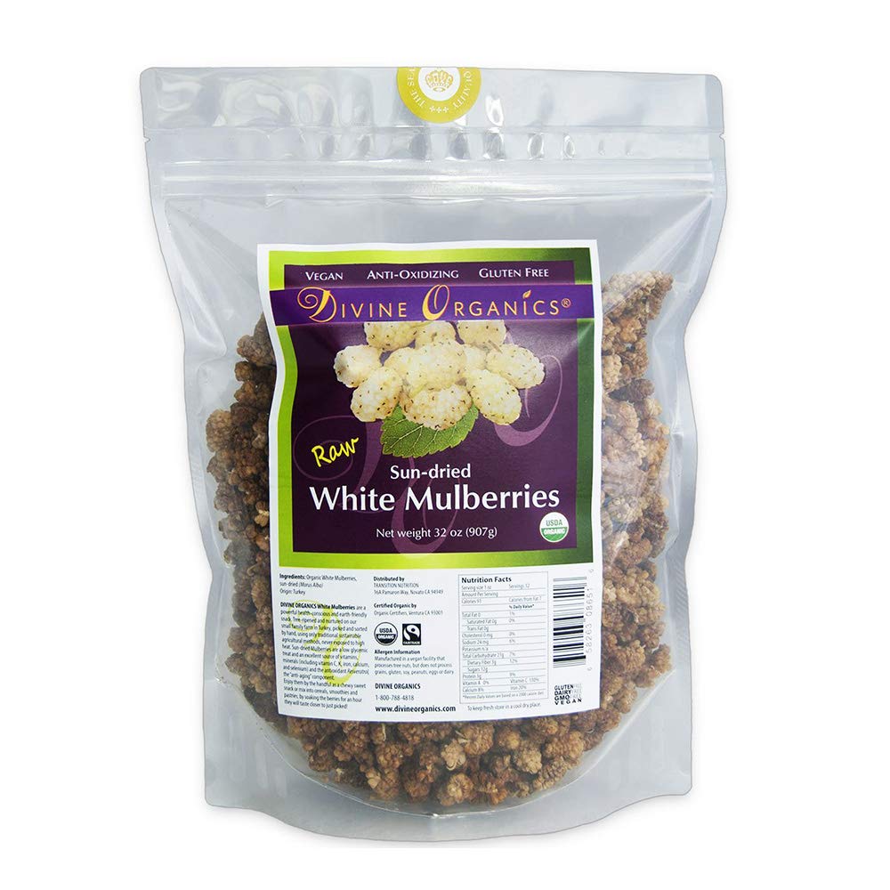 32oz Raw Organic White Sun Dried Mulberries H9152