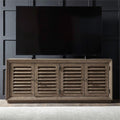 78 Inch TV Console with Adjustable Shelves and Louvered Panel Doors S73726