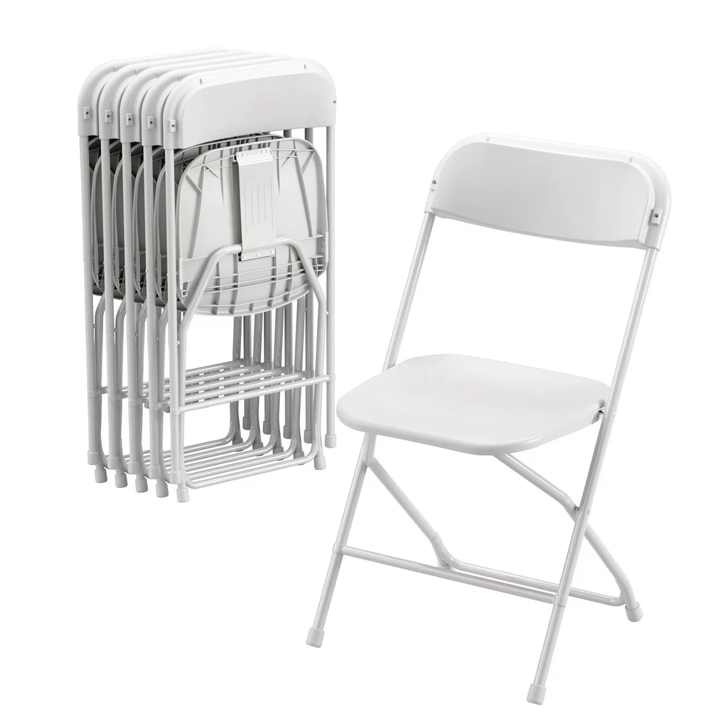 6 Pack White Plastic Folding Chair with Steel Frame C13200