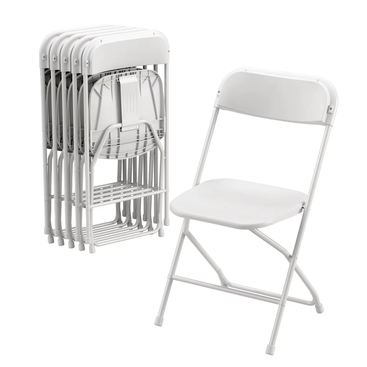 6 Pack White Plastic Folding Chair with Steel Frame C13200