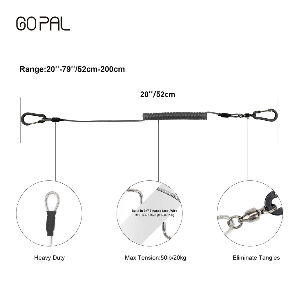 Heavy Duty Kayak Paddle Leash, Retractable Fishing Rod Tether, 2 Pack T4621