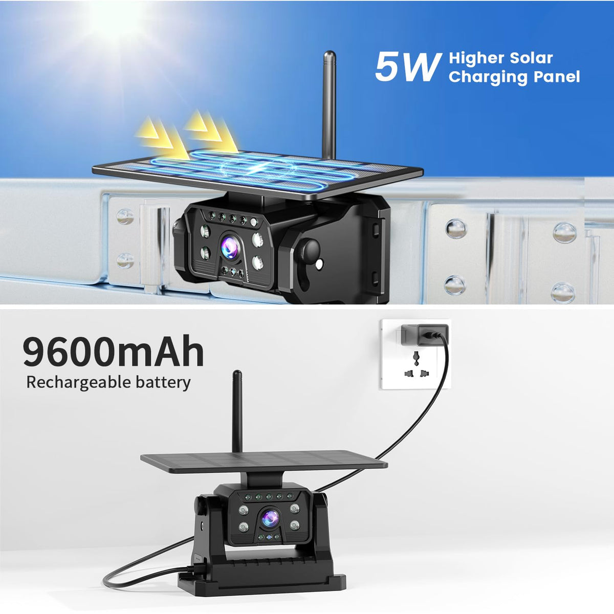 Magnetic Solar Wireless Backup Camera with 7" 1080P Monitor A39785