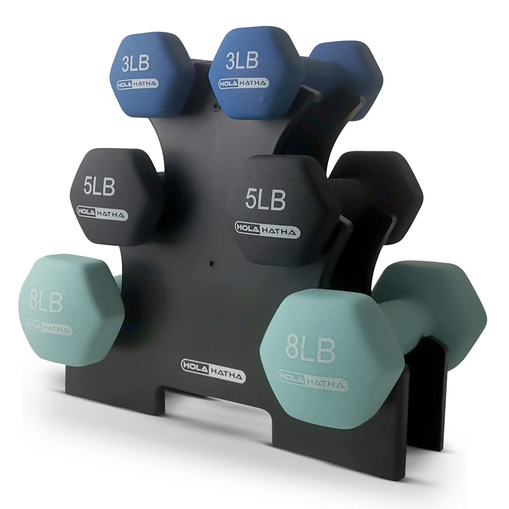 1, 2 and 3 lb Neoprene Dumbbell Set with Rack W409