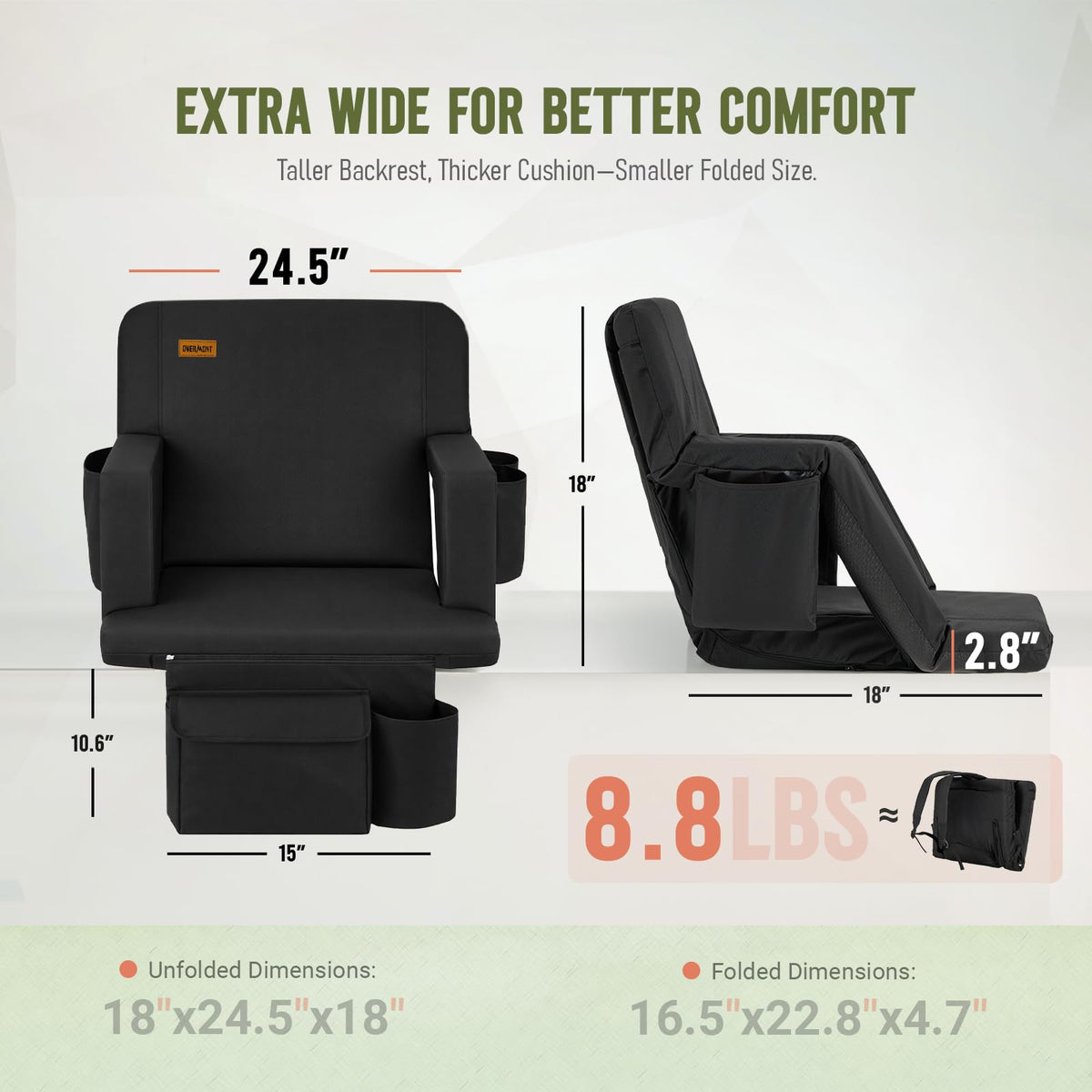 Stadium Seat with Back Support and Armrests, 2-Pack E2445