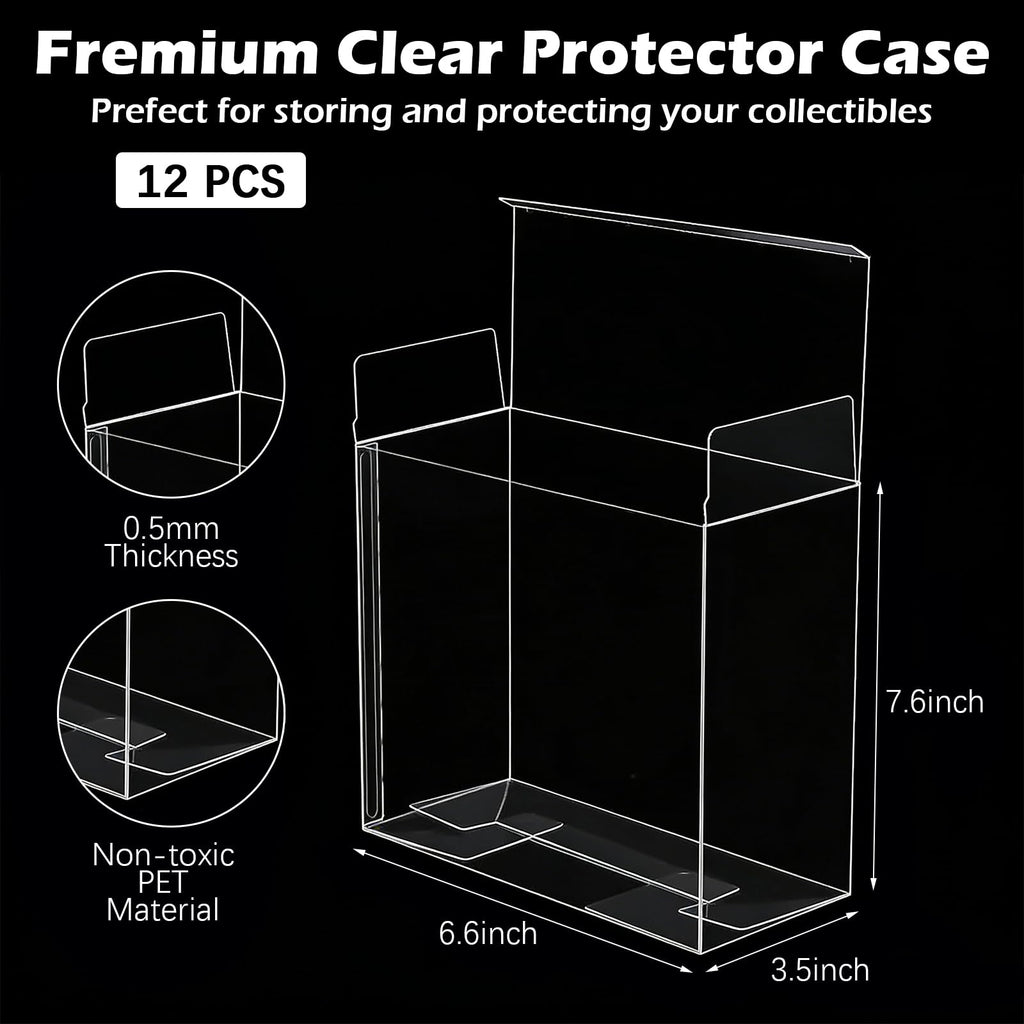 12 Pack Clear PET Plastic Display Storage Case 7.6 x 6.6 x 3.5 Inches X331