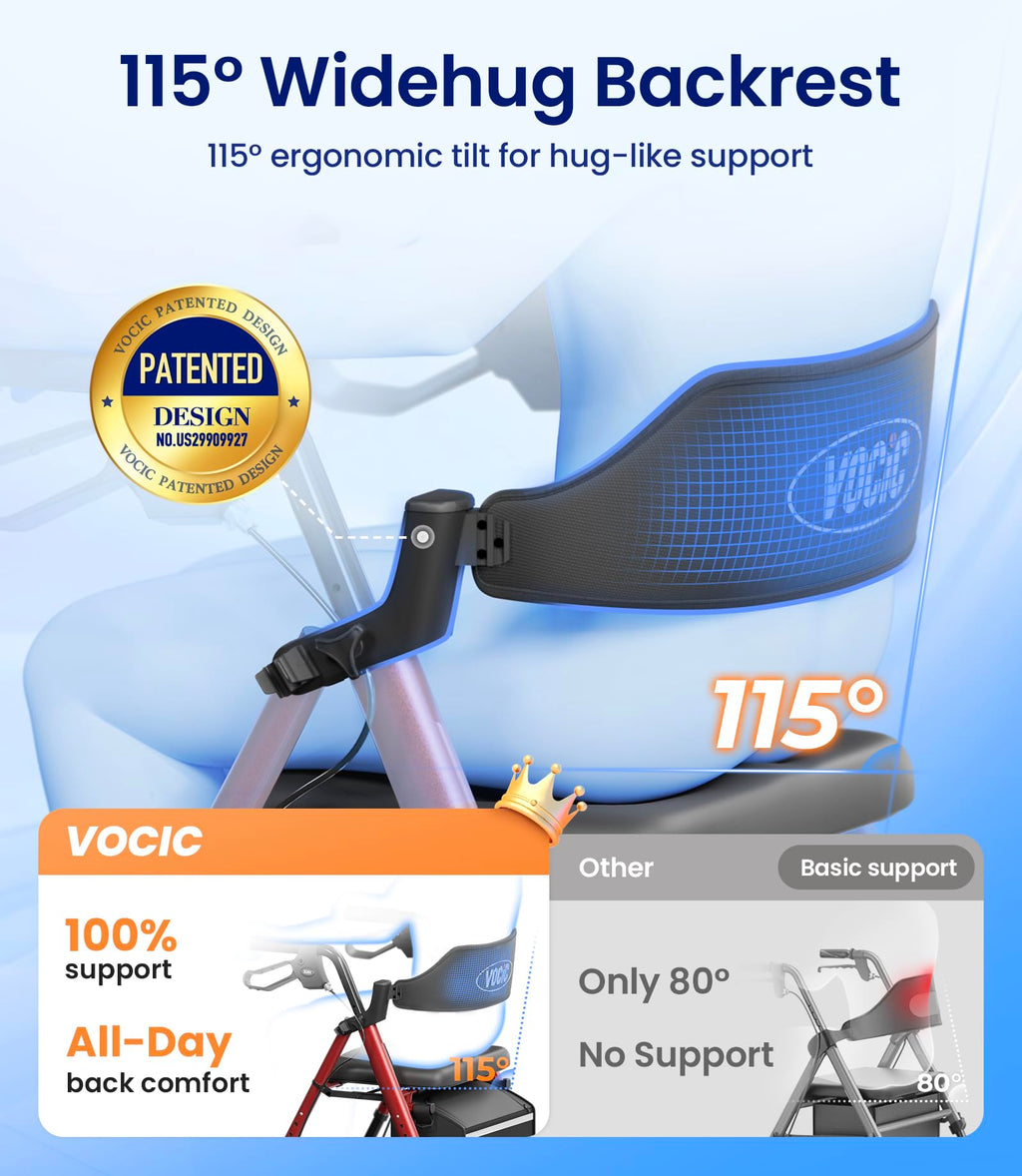 Rollator Walker with Seat, 8" All Terrain M2529