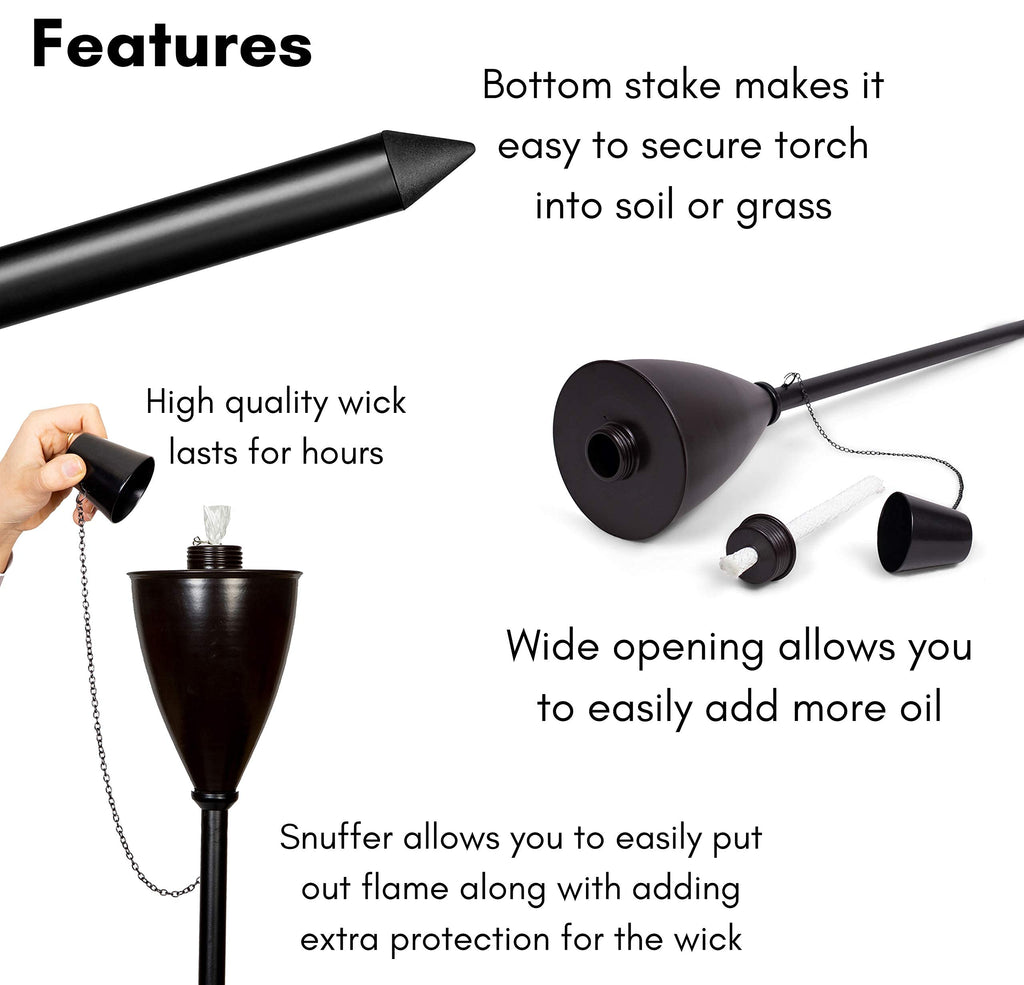 Outdoor Torches, Citronella Oil Compatible, Conical Bronze, 4 Pack Z598558
