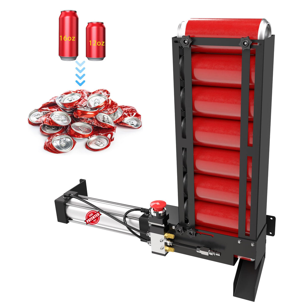 Pneumatic Can Crusher with Hopper, Wall Mounted 12oz-16oz W68114