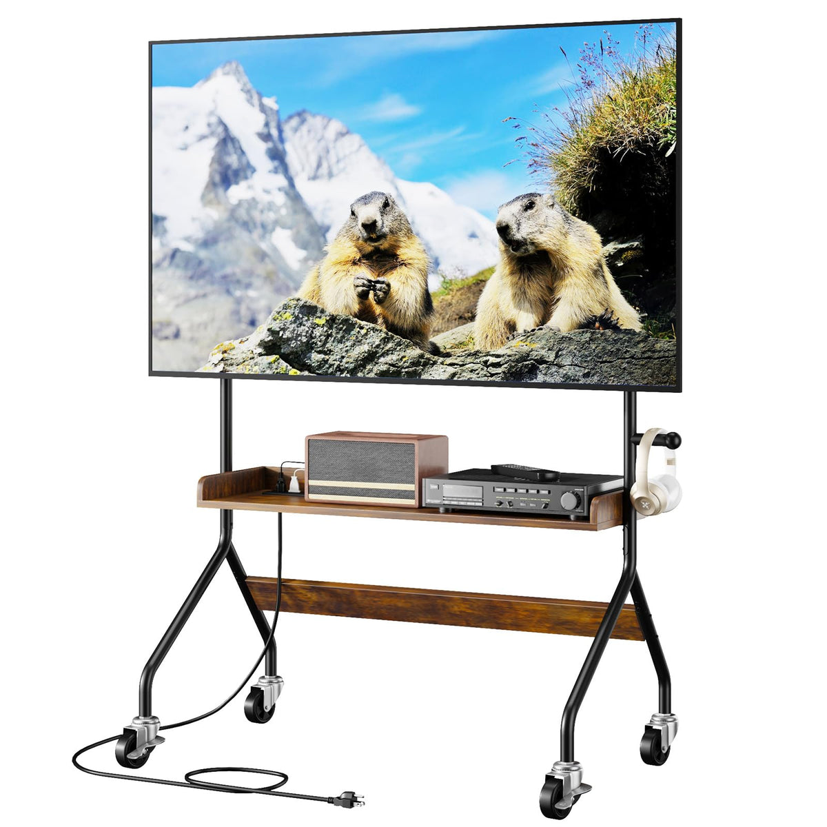 Rolling TV Stand with Power Outlet for 32-75 Inch TV T571