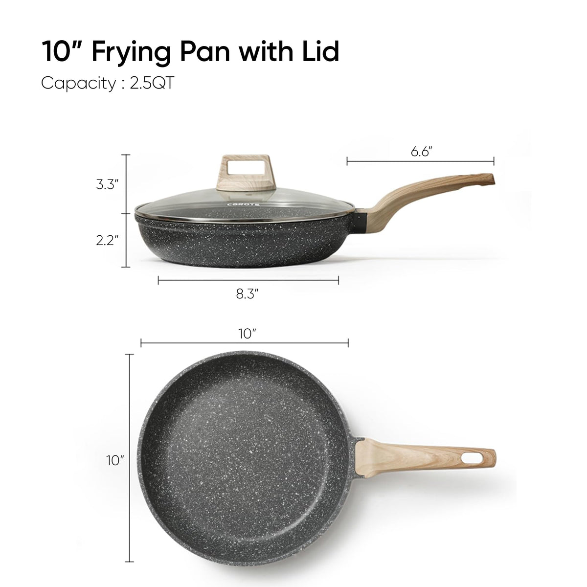 Non Stick 10 Inch Granite Skillet with Glass Lid Z269