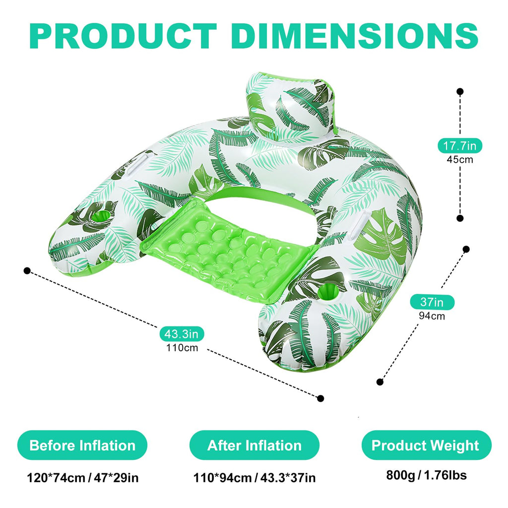 2 Pack Inflatable Pool Float Chair with Cup Holder S1300