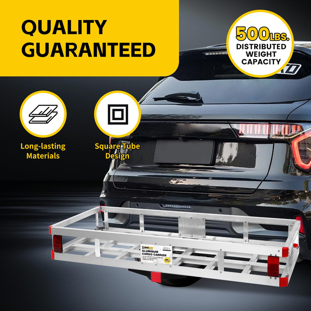 Aluminum Cargo Carrier with High Side Rails, 500-lb Load Capacity, Grey, 49" x 22.5" A58413