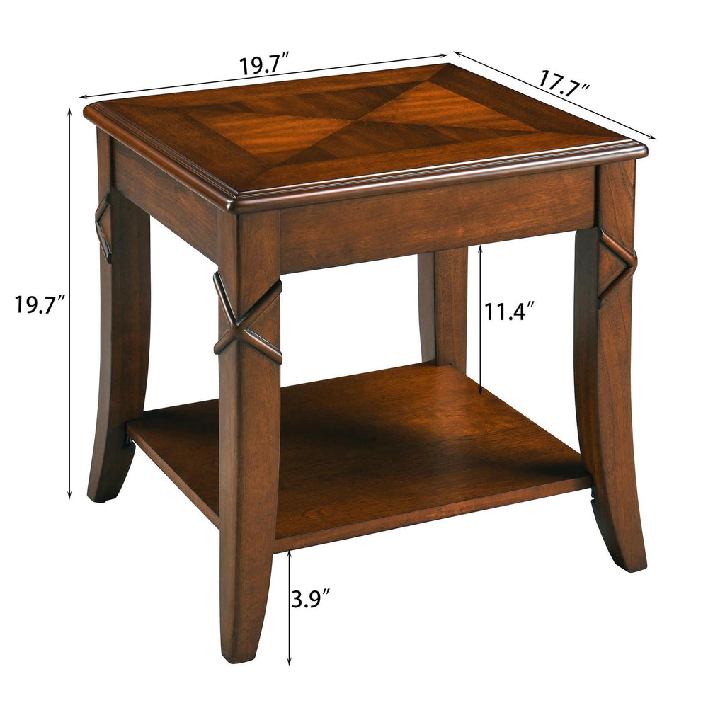 Solid Wood End Table with Storage Shelf X509