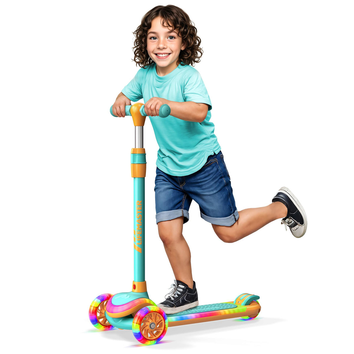 3-Wheel Kids Scooter with Multi-Color Lights X38670