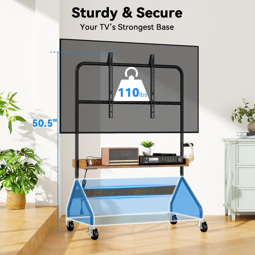 Rolling TV Stand with Power Outlet for 32-75 Inch TV T571