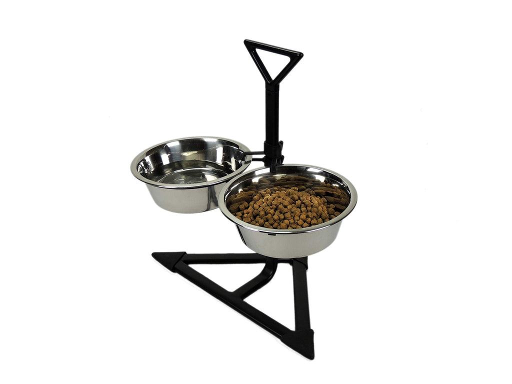 Double Feeder Corner High Stand with 2 x 1700 ml Stainless Steel Dishes A199