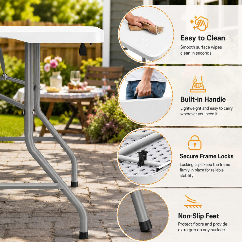 6FT Folding Table White L276